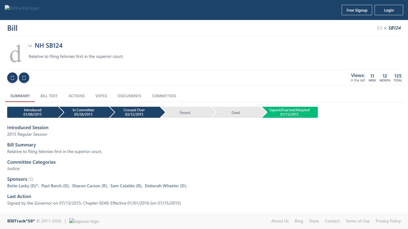 NH SB124 BillTrack50