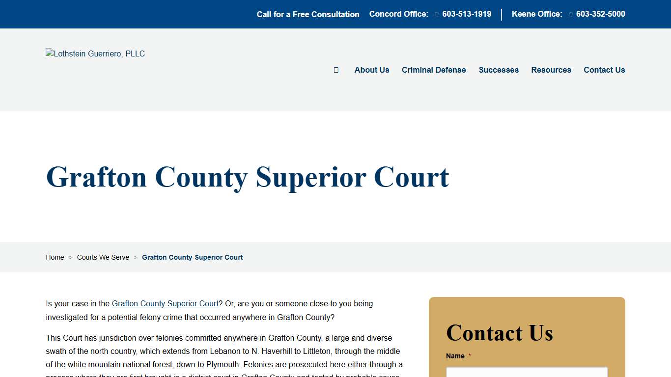 Grafton County Superior Court – Lothstein Guerriero, PLLC