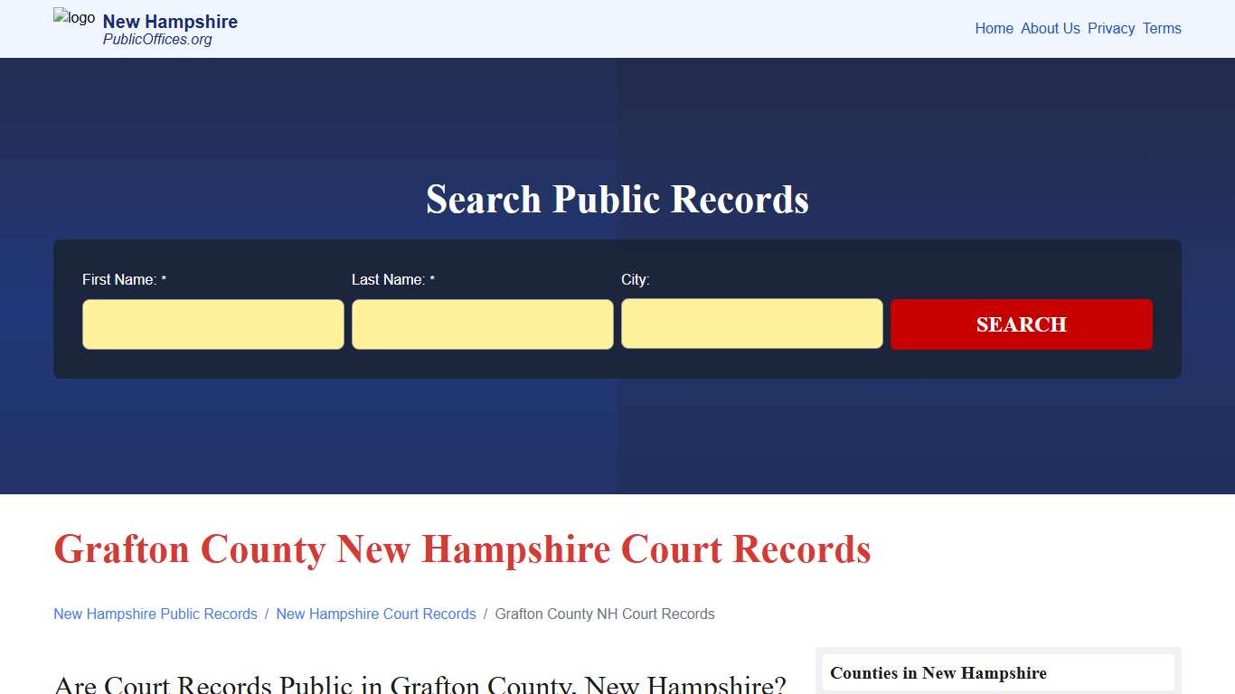 Grafton County, NH Court Records Search – PublicOffices.org